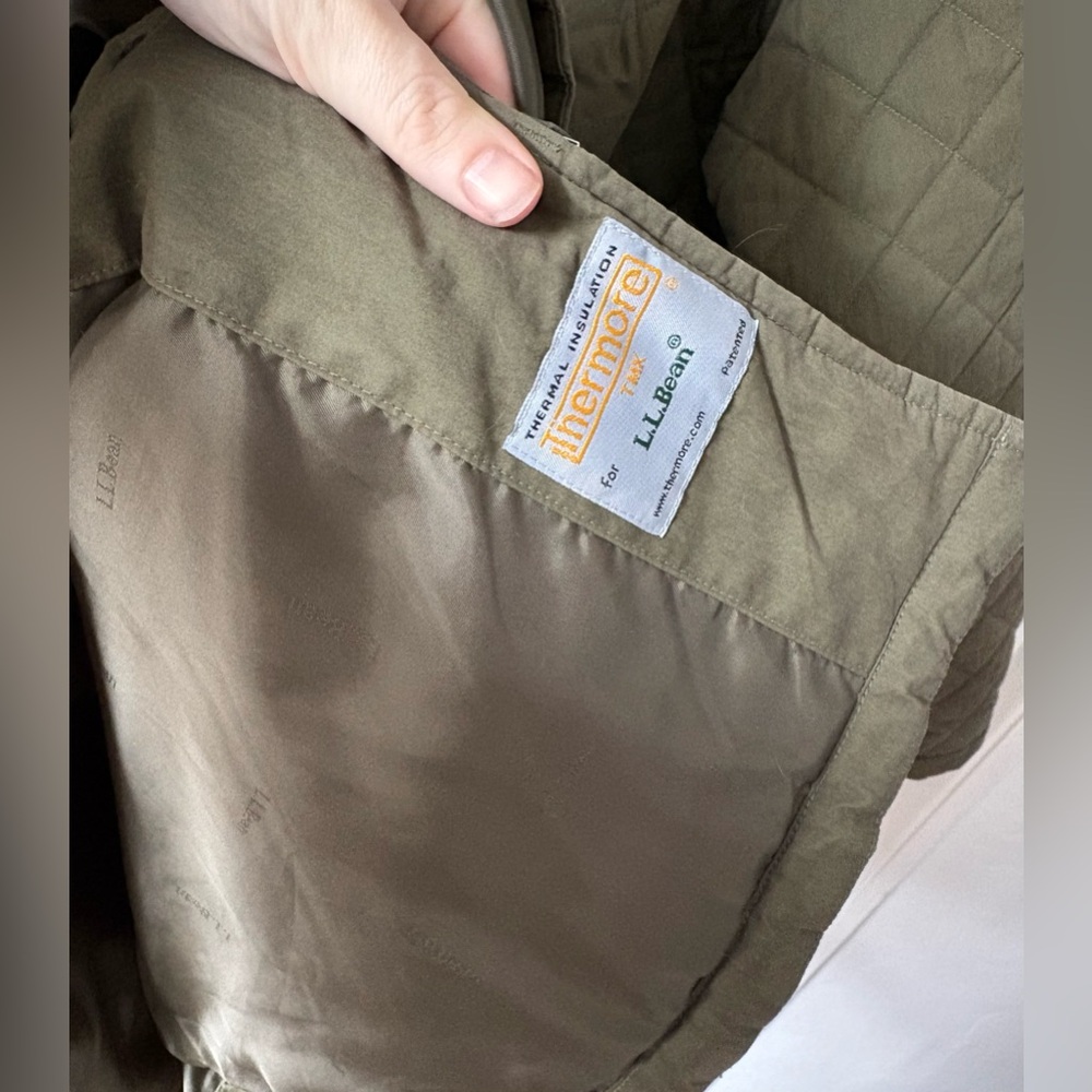 LL Bean Quilted Barn Coat Chore Coat Olive Khaki Green Black Corduroy, Size 3X - Picture 6 of 8